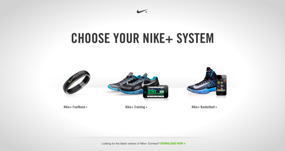 Example of a simplified quick start process from Nike