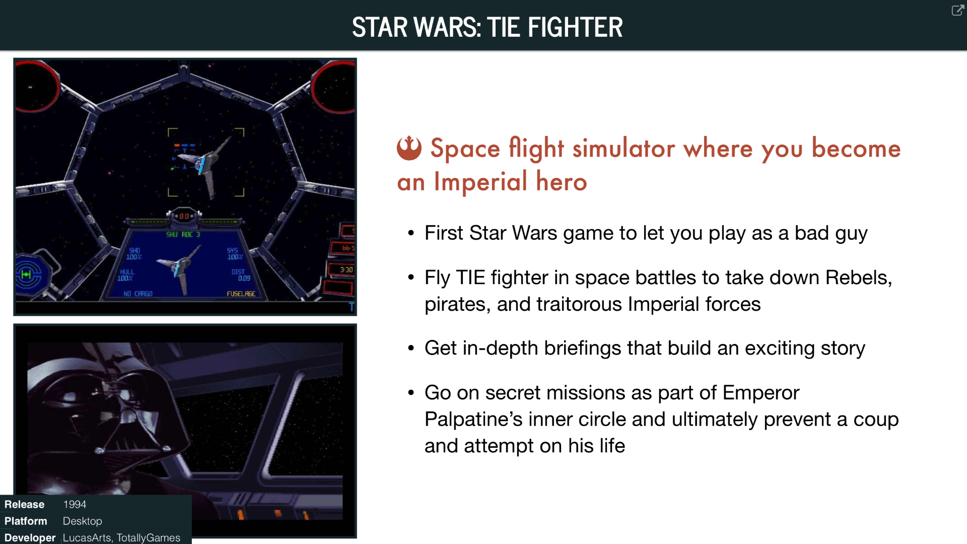 Overview of Star Wars: TIE Fighter (1994)